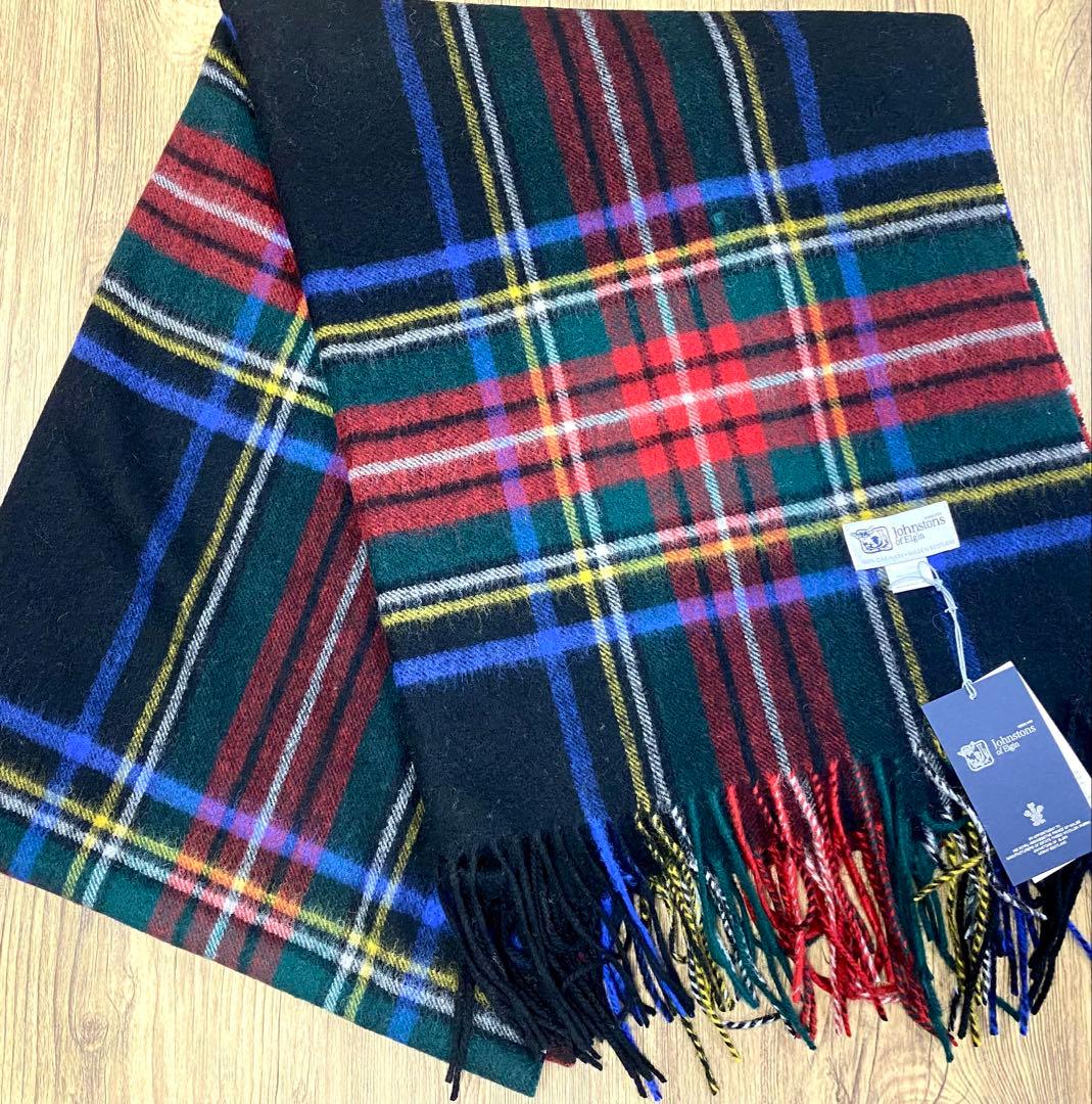 ジョンストンズ オブエルガン カシミヤ100％ 大判 ストール チェック