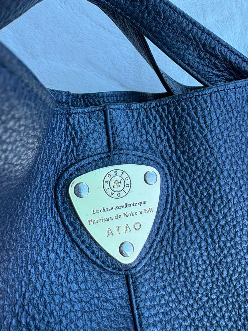 ATAO 2wayミニバッグショルダーバッグ　チヴィプラス　ネイビー　シボ革金具