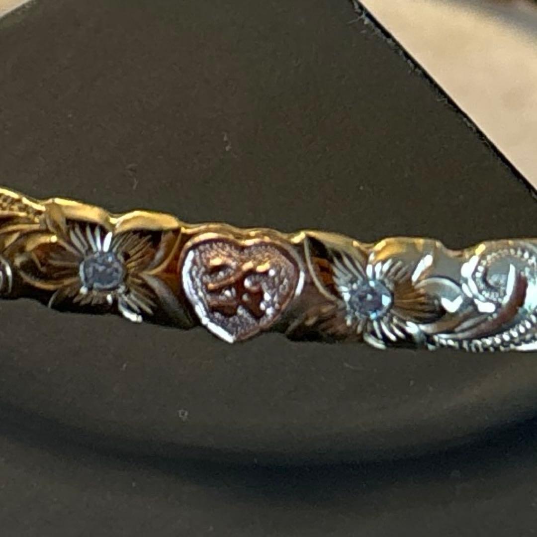 手彫りハワイアンジュエリー　バングル　オーダーメイド　Y G レディース ダイヤ