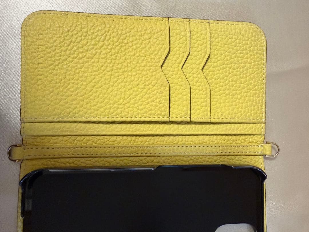 超美品★BONAVENTURA iPhone13手帳型ケース エトープ×イエロー