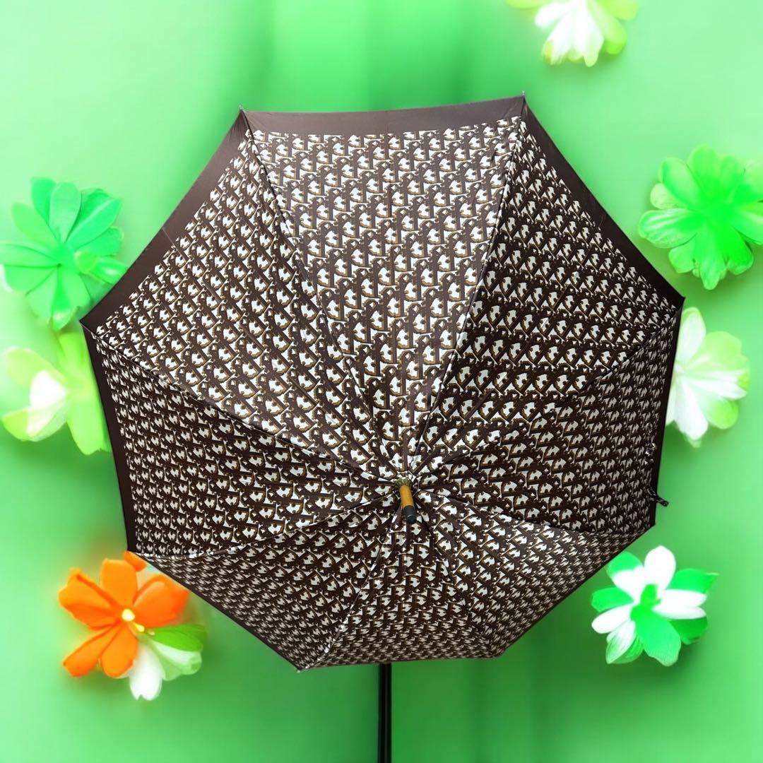 未使用品タグ付きクリスチャンディオール トロッターCD 傘 長傘 雨傘 茶90S