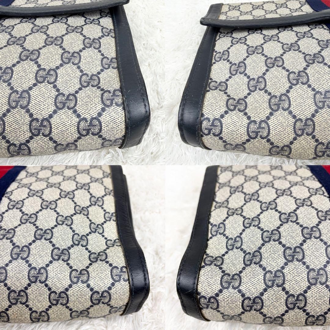 【美品】オールドグッチ シェリーライン GGスプリーム ロゴ金具 クラッチバッグ