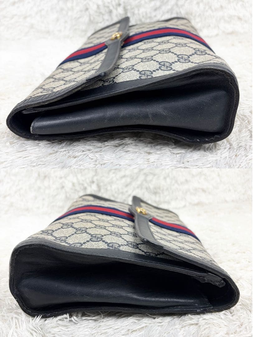 【美品】オールドグッチ シェリーライン GGスプリーム ロゴ金具 クラッチバッグ