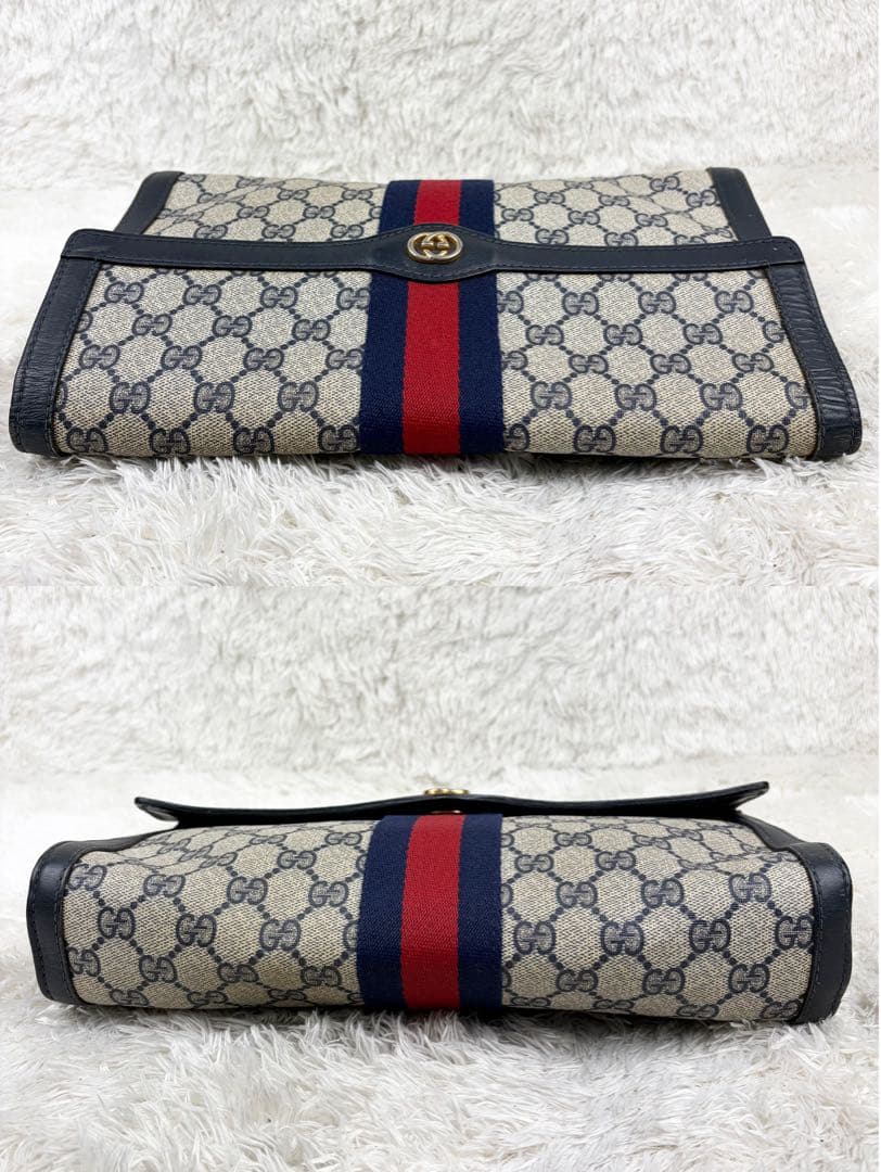 【美品】オールドグッチ シェリーライン GGスプリーム ロゴ金具 クラッチバッグ