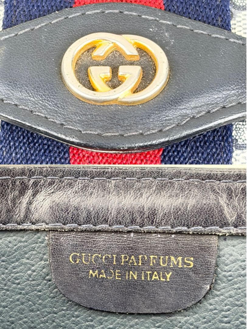 【美品】オールドグッチ シェリーライン GGスプリーム ロゴ金具 クラッチバッグ