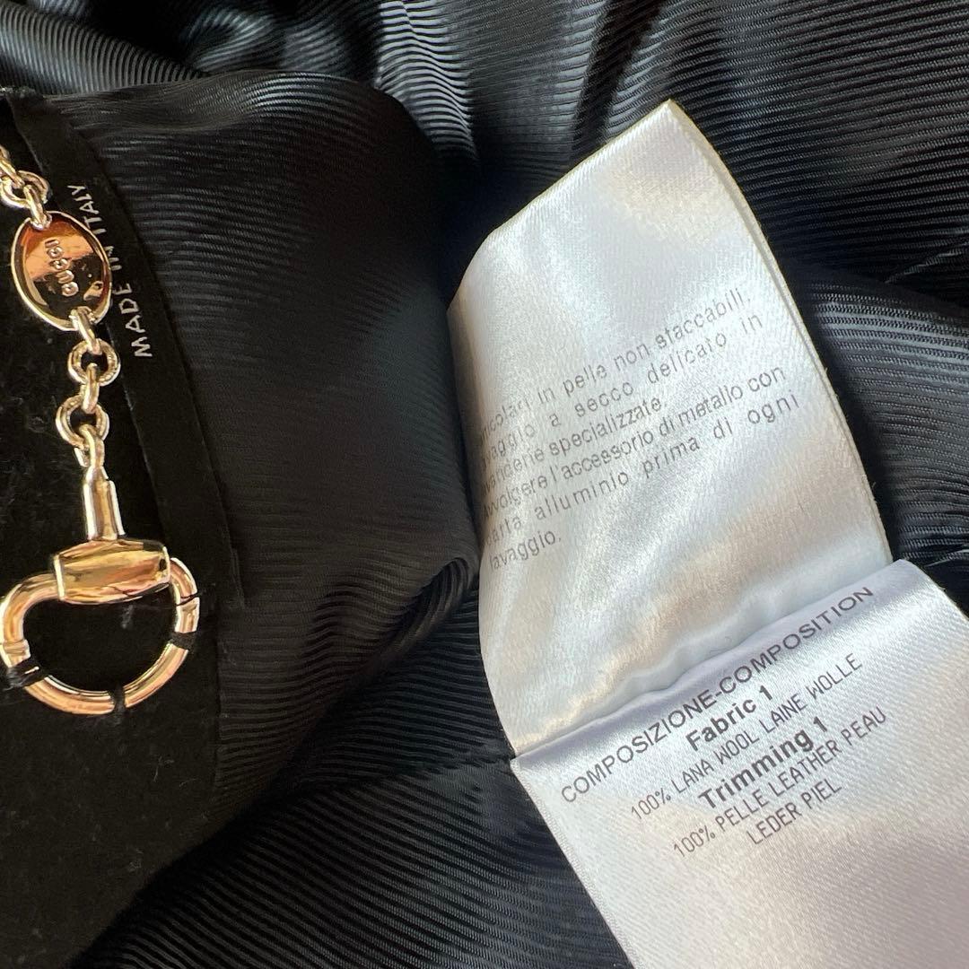 良品　GUCCI グッチ　女優襟　ラップ　コート レザートリミング ベルト付