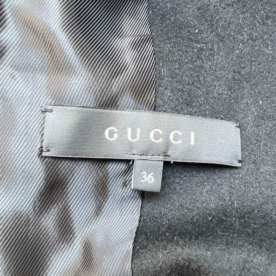 良品　GUCCI グッチ　女優襟　ラップ　コート レザートリミング ベルト付