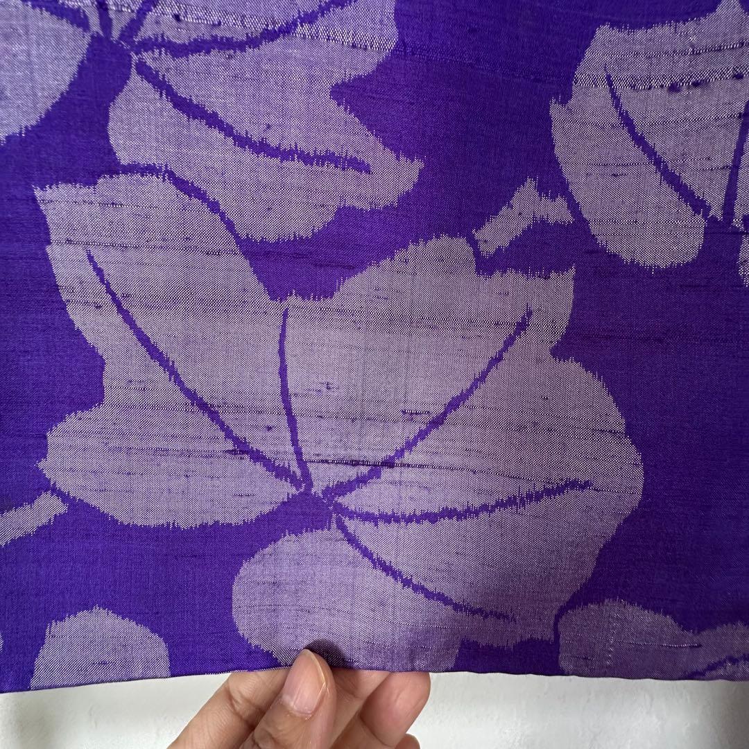 超美品　袷　正絹　着物　157 アンティーク　ヴィンテージ　銘仙　紫　ぶどう