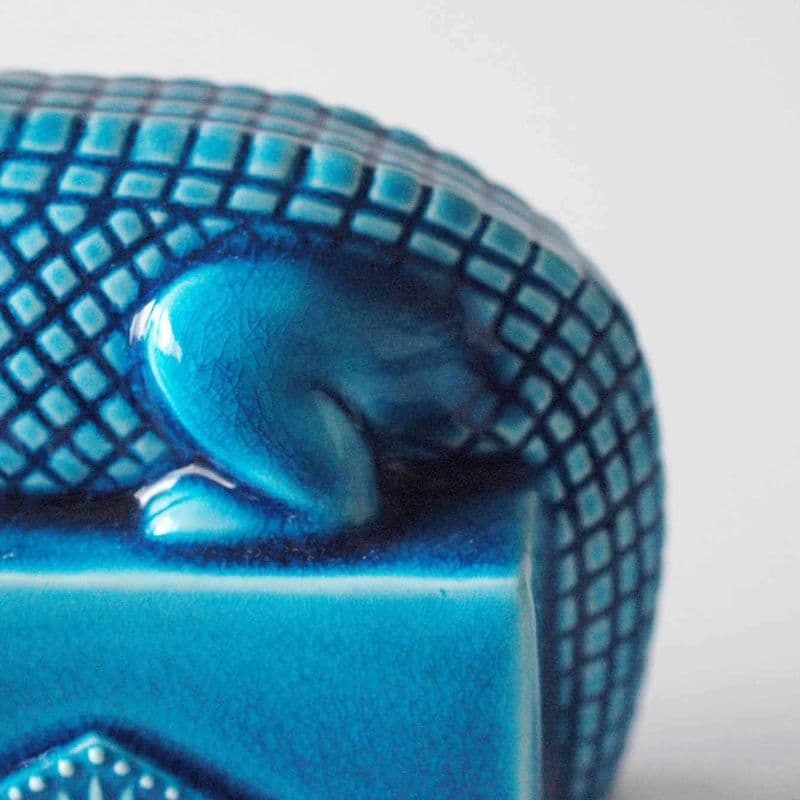 美濃焼★幸兵衛窯★エジプトの神々シリーズ『九栄神』青釉オーナメント「セベク」美品