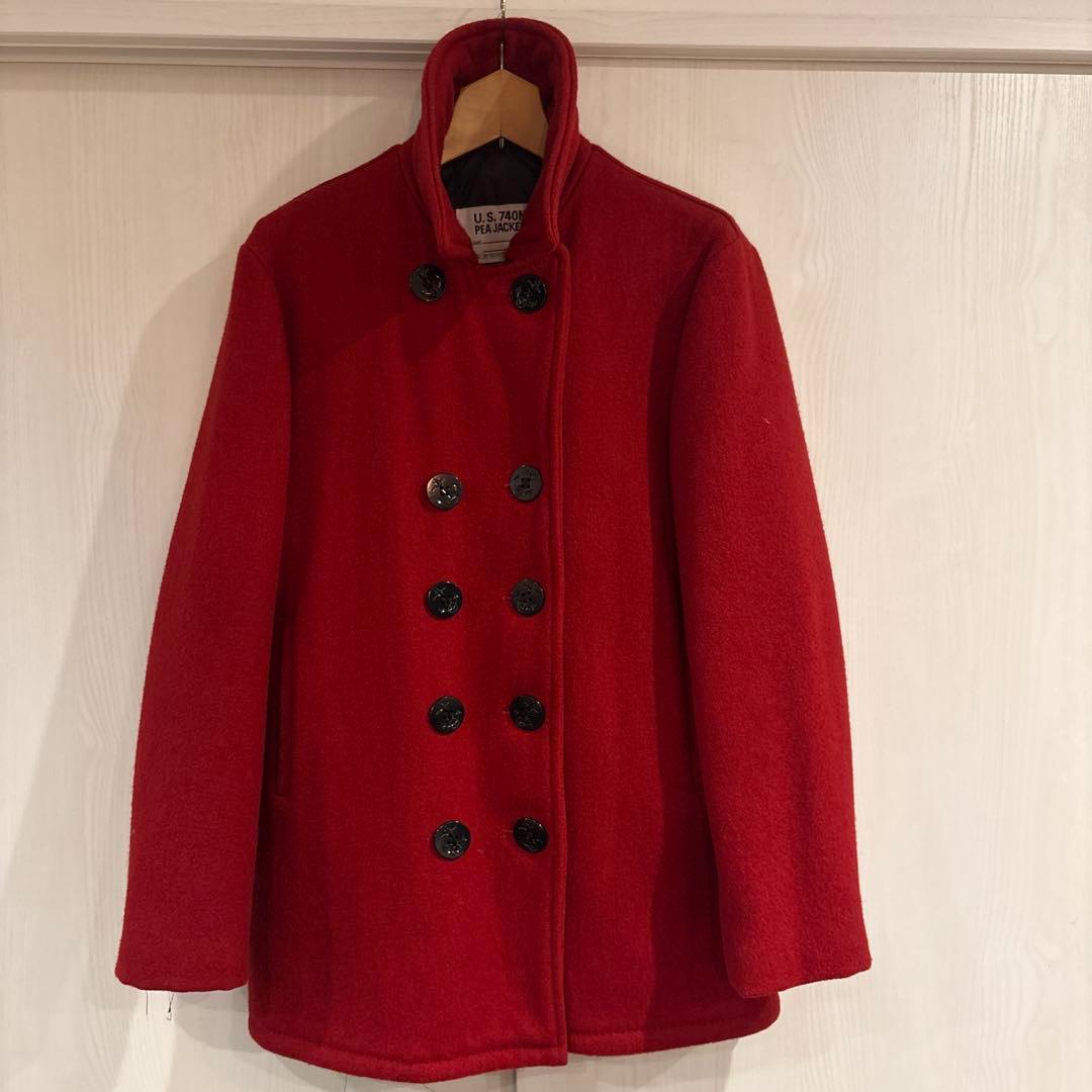 Sサイズ 90S アメカジ　ショット　メルトンピーコート 希少 赤