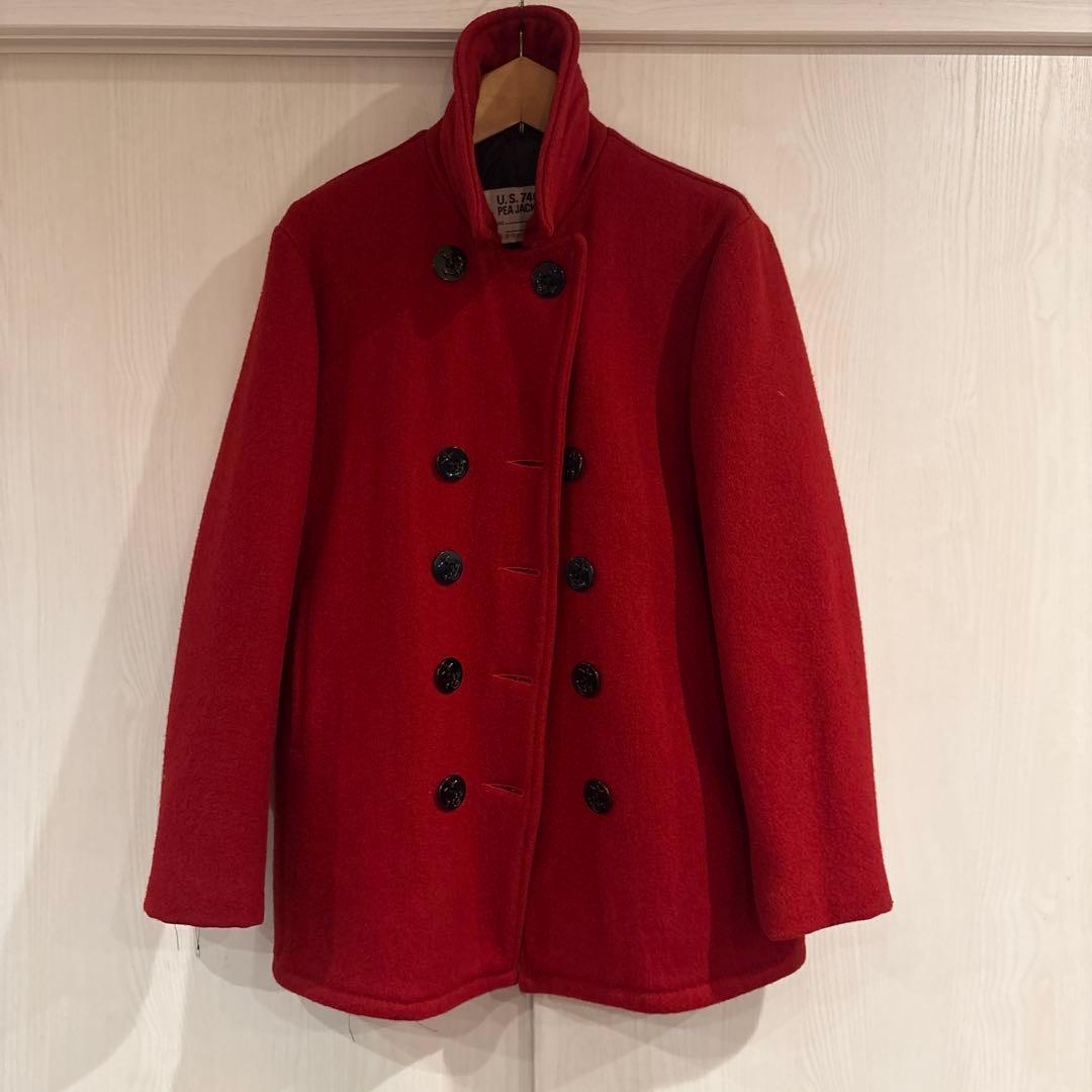 Sサイズ 90S アメカジ　ショット　メルトンピーコート 希少 赤