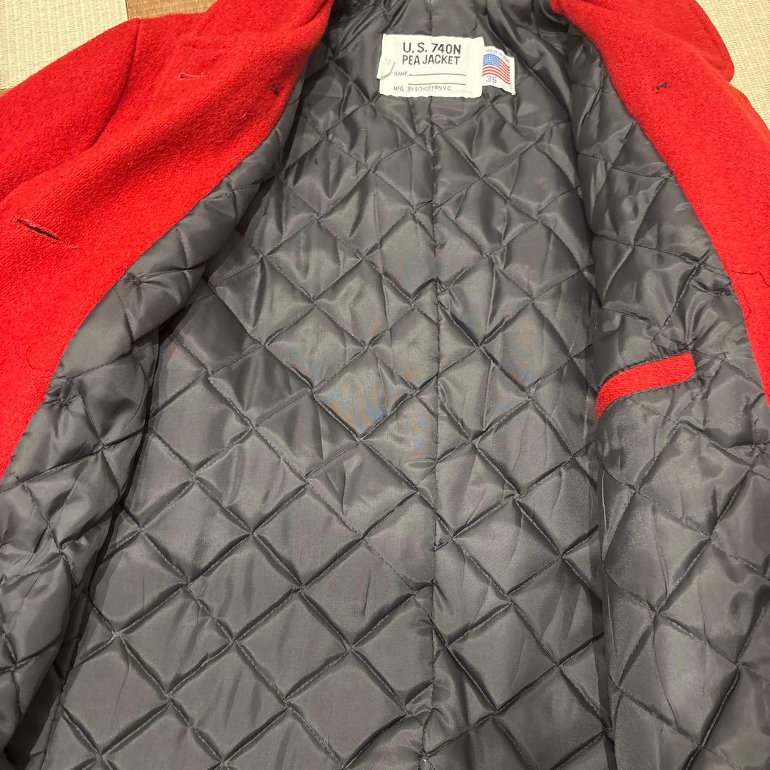 Sサイズ 90S アメカジ　ショット　メルトンピーコート 希少 赤