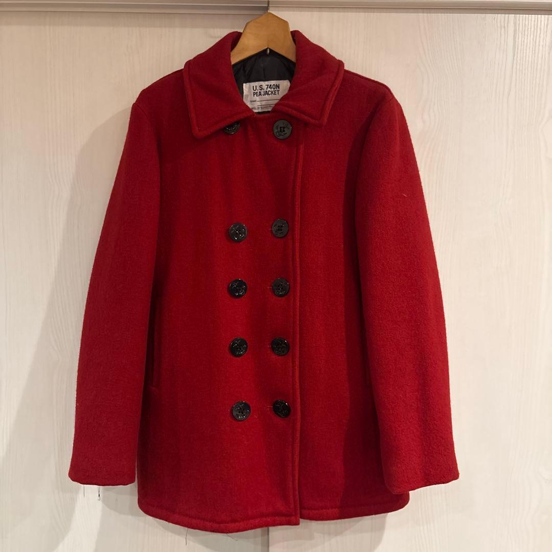 Sサイズ 90S アメカジ　ショット　メルトンピーコート 希少 赤