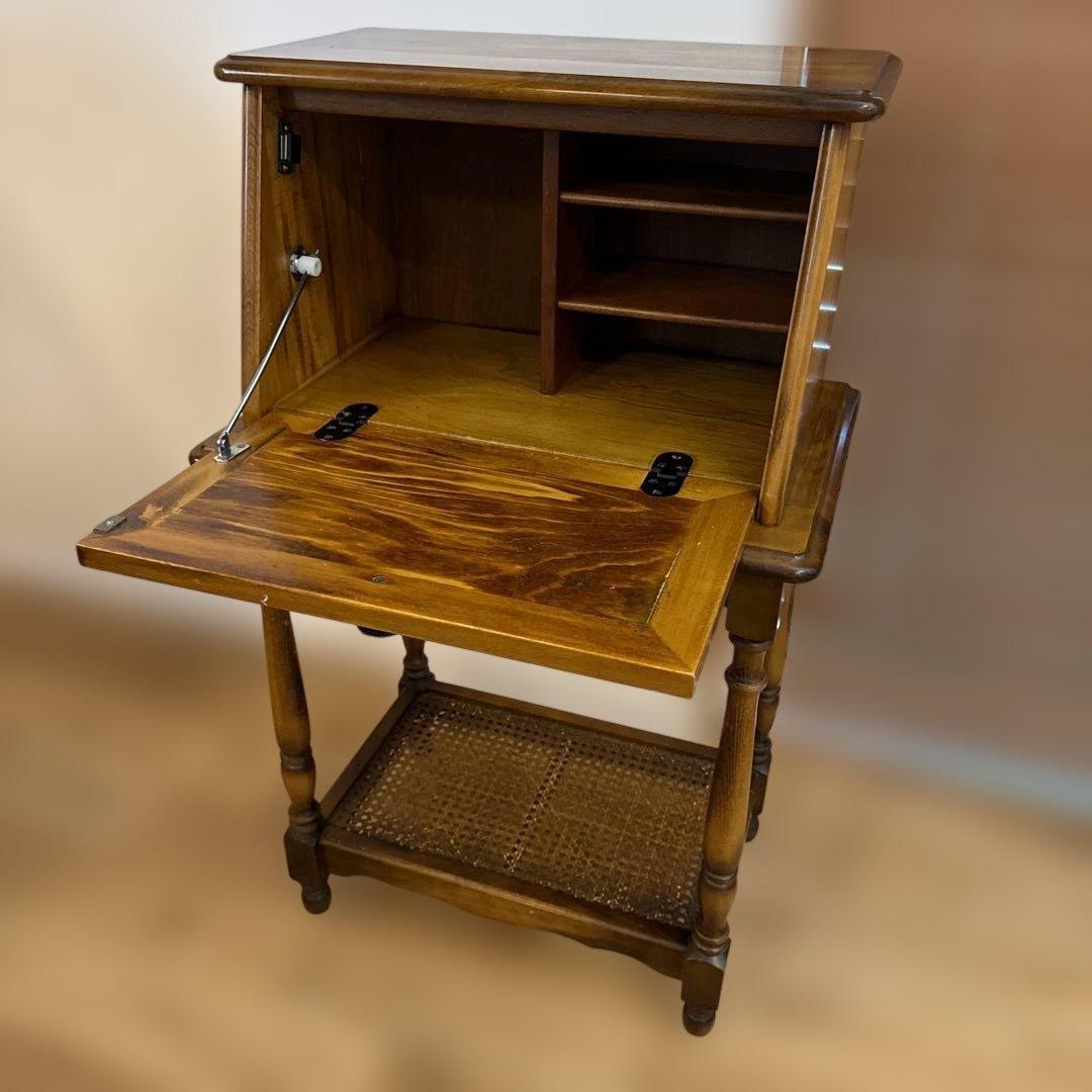 貴重 カリモク 昭和レトロ コロニアル ライティングデスク カタカナロゴ 日本製