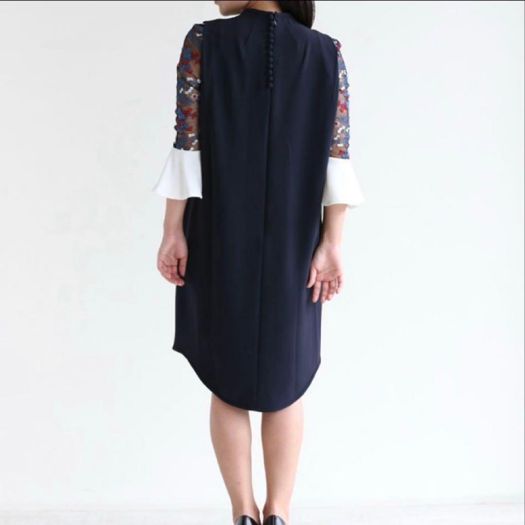 美品 Mame Kurogouchi ボタニカルレーススリーブ ドレスワンピース