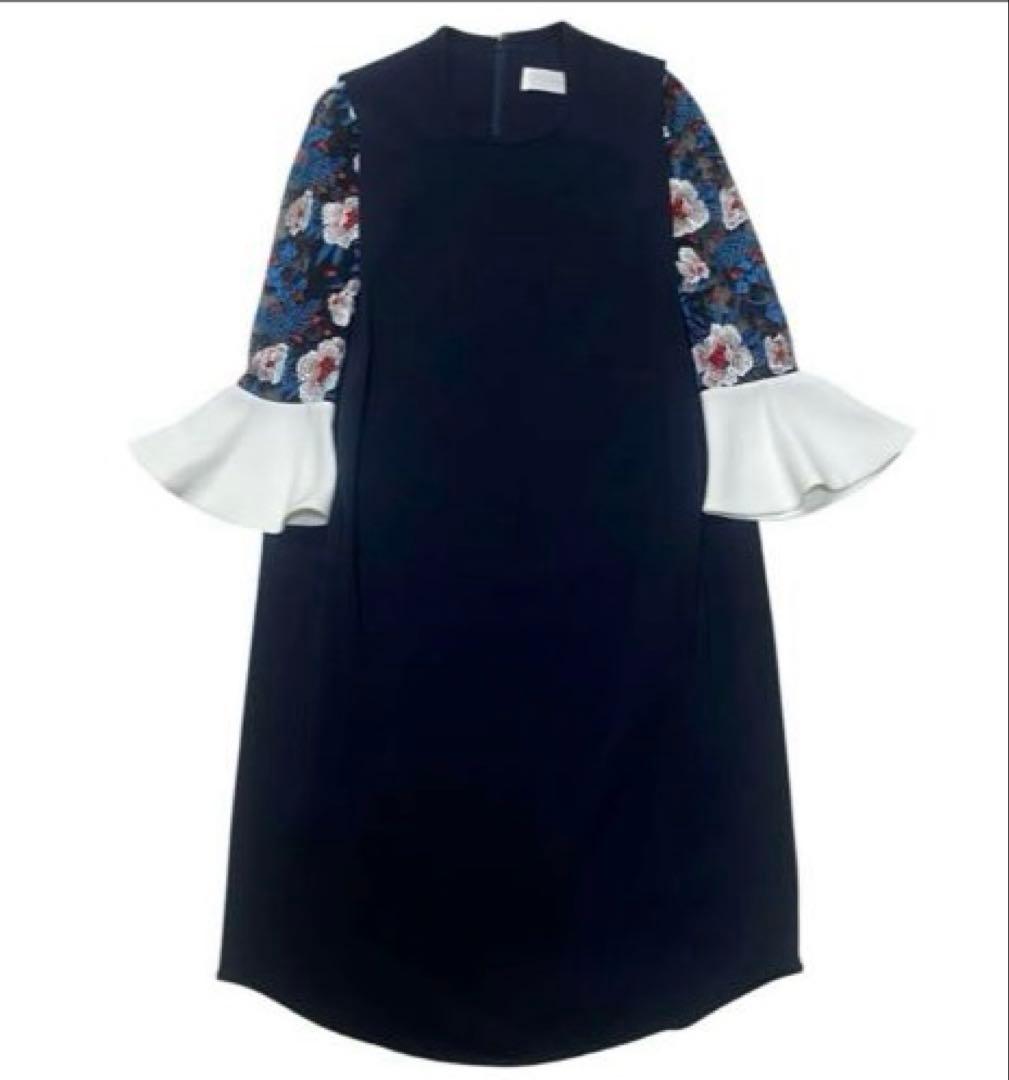 美品 Mame Kurogouchi ボタニカルレーススリーブ ドレスワンピース