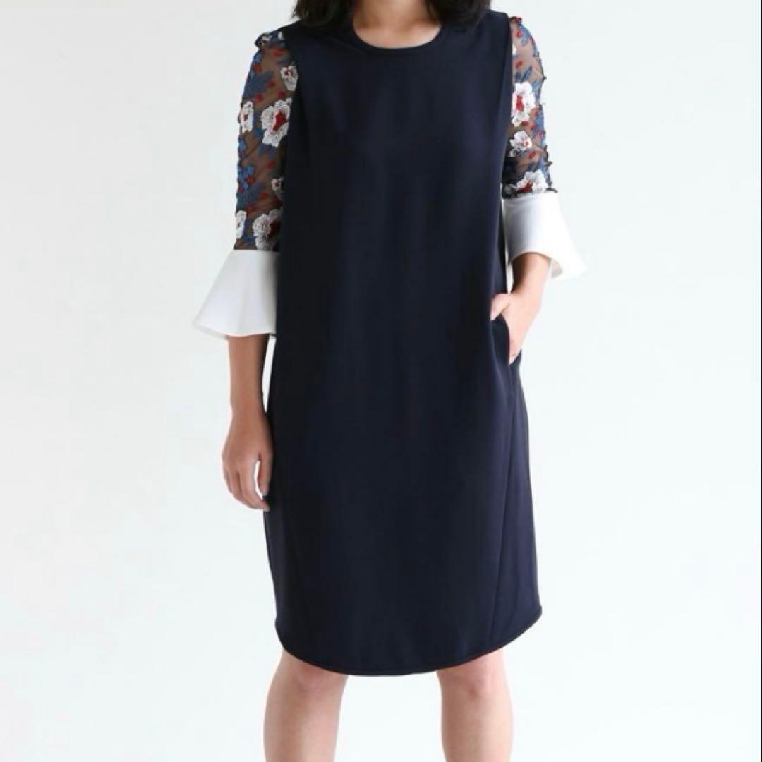 美品 Mame Kurogouchi ボタニカルレーススリーブ ドレスワンピース