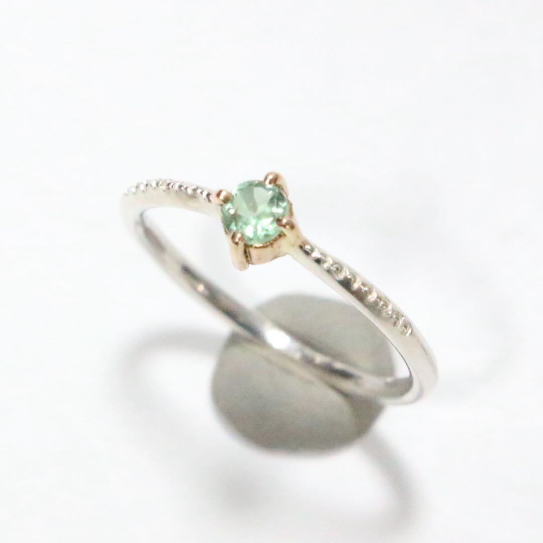 強蛍光！希少なバナジウムクリソベリル！K10枠と小ワッカのシルバーリング約10号