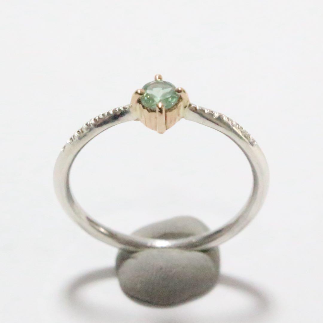 強蛍光！希少なバナジウムクリソベリル！K10枠と小ワッカのシルバーリング約10号