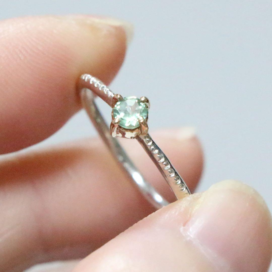 強蛍光！希少なバナジウムクリソベリル！K10枠と小ワッカのシルバーリング約10号