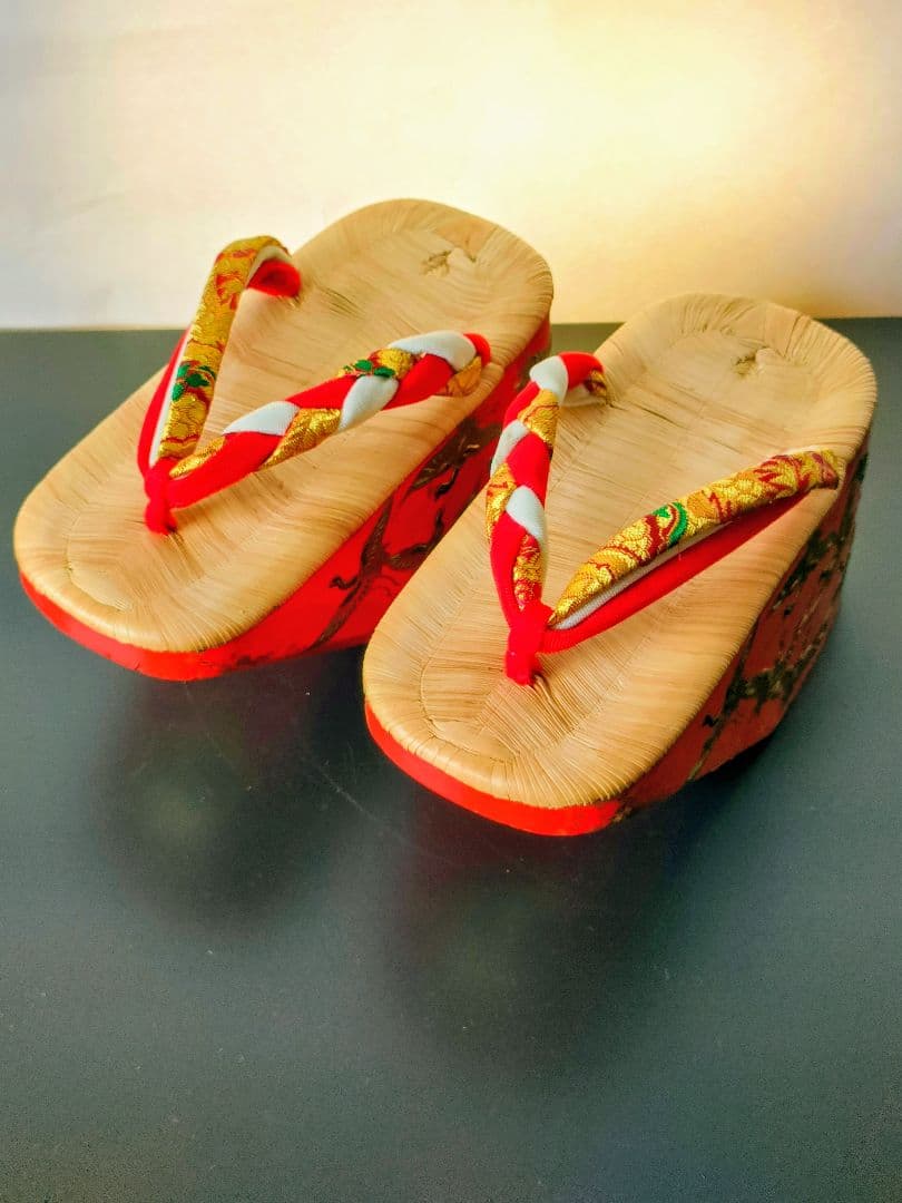 七五三　ぽっくり　朱塗り千羽鶴