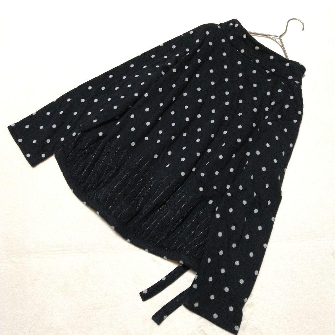 美品　慈雨　水玉　チュニック　L　黒　センソユニコ