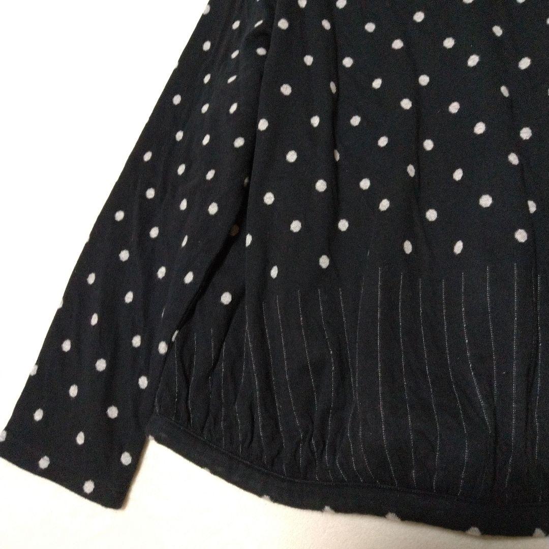 美品　慈雨　水玉　チュニック　L　黒　センソユニコ