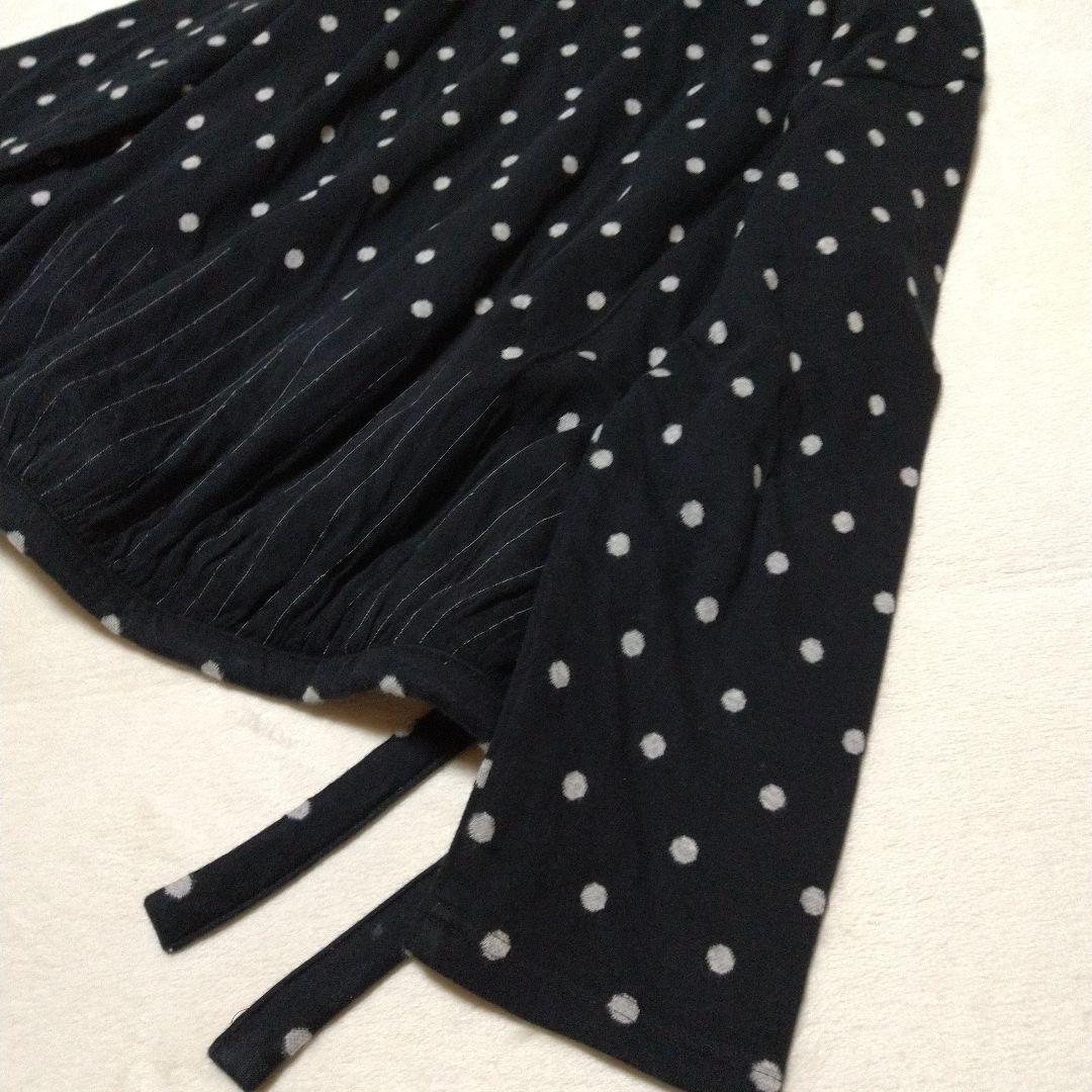 美品　慈雨　水玉　チュニック　L　黒　センソユニコ