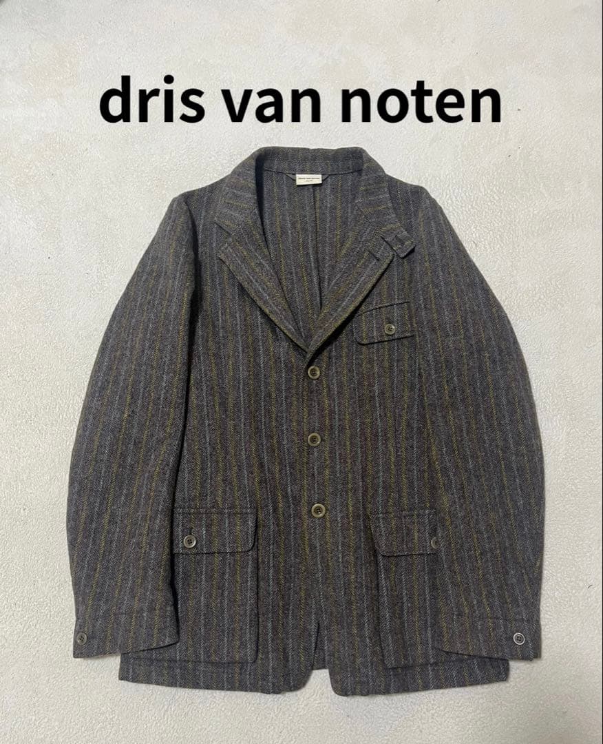 dris van noten ヘリンボーン　テーラードジャケット　48 パープル