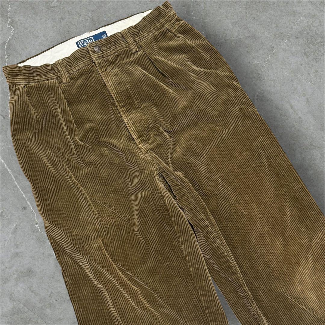 90sPolobyRalphLaurenラルフローレンコーデュロイパンツ太畝