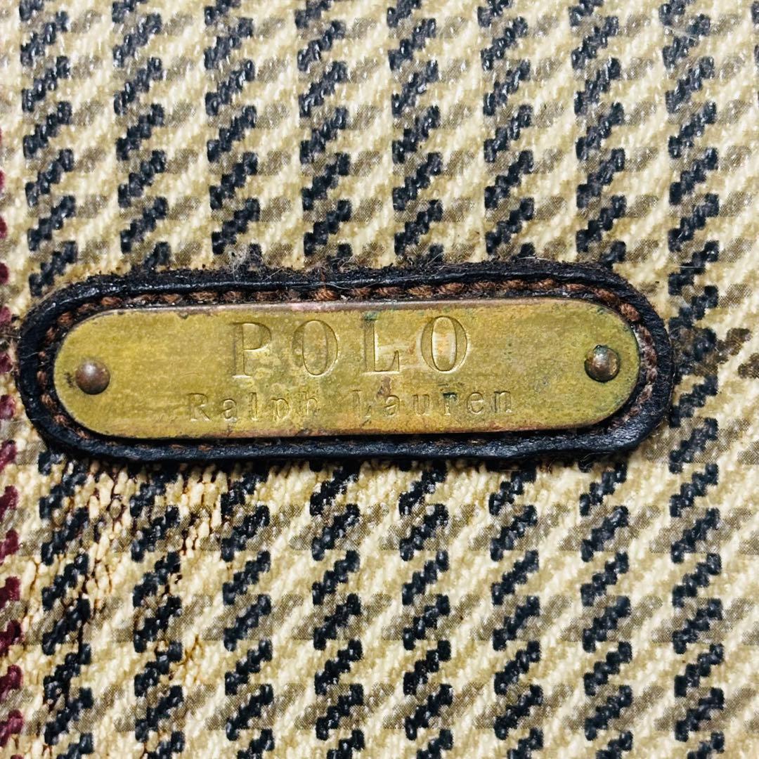 希少 ポロ ラルフローレン レザー ボストンバッグ 千鳥柄 2way 大容量