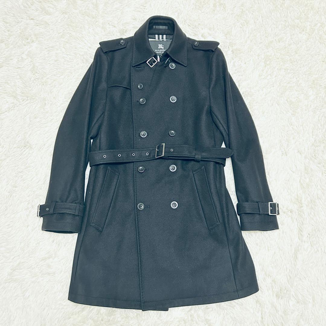 バーバリーブラックレーベル ウール　カシミヤ トレンチコート　チェック