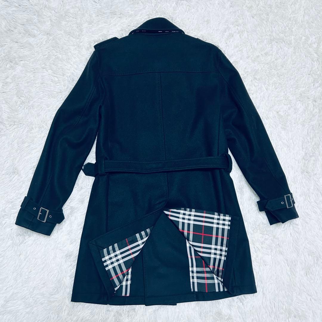 バーバリーブラックレーベル ウール　カシミヤ トレンチコート　チェック