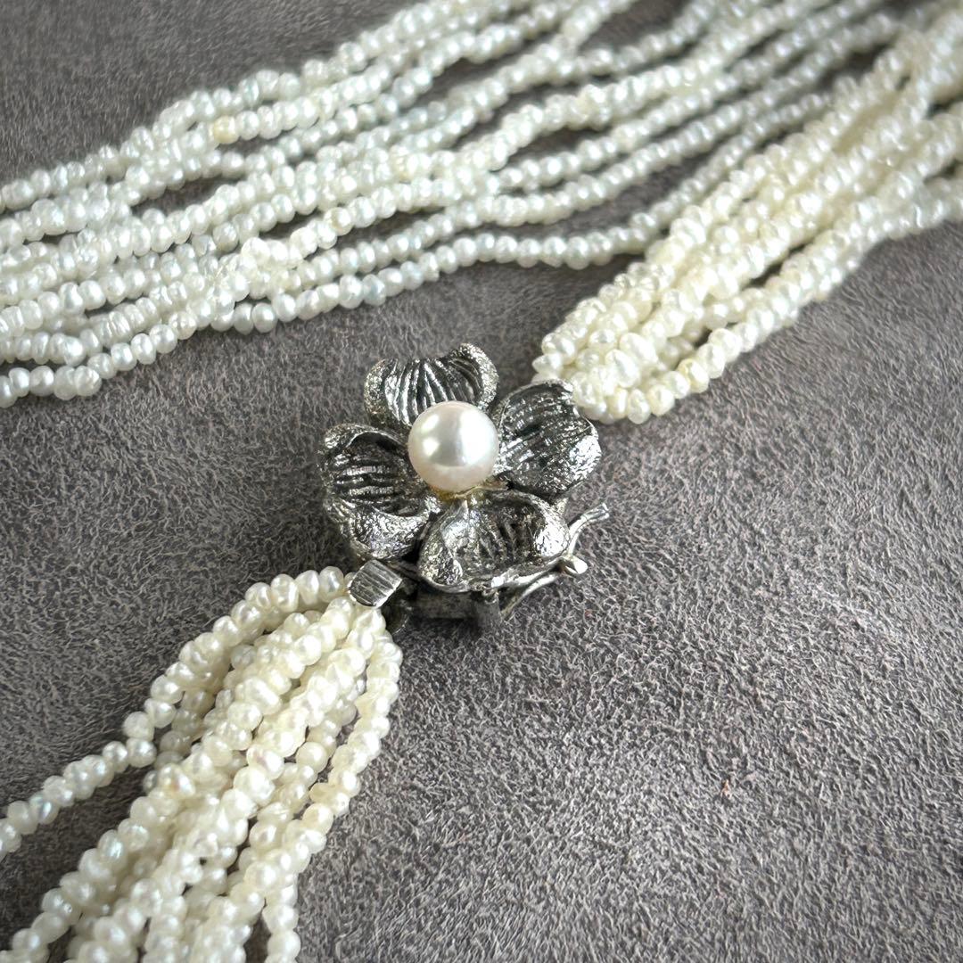 あこや本真珠　極芥子10連ロングネックレス　　砂芥子