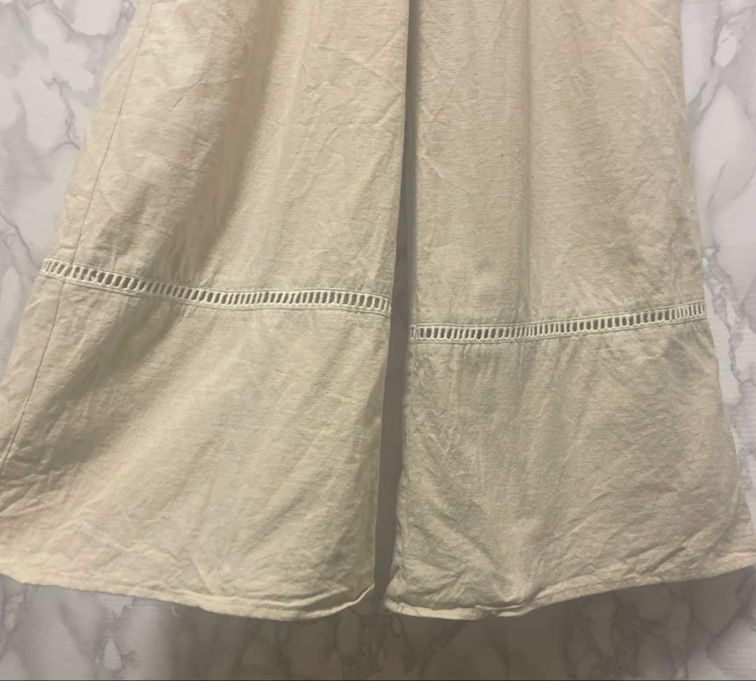 良品　Glam Lips レースアップデザインオールインワン　コットンリネン