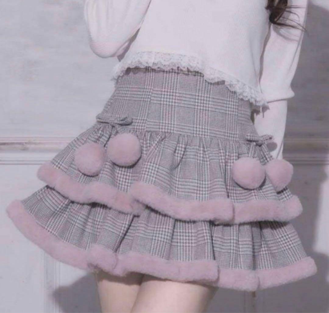 pium♡ファー付きティアードミニスカート 正規品 ブランドタグ洗濯タグ有