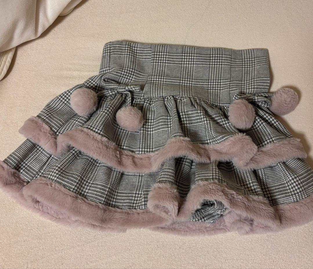 pium♡ファー付きティアードミニスカート 正規品 ブランドタグ洗濯タグ有