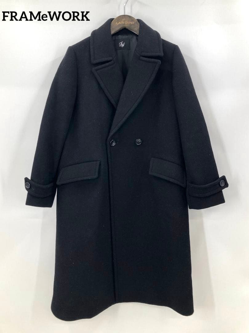 FRAMeWORK フレームワーク　ダブルチェスターコート　38サイズ　ブラック