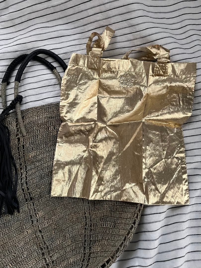 IENA購入　a. グレーカーキラフィアかご　ショルダー