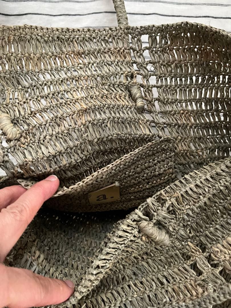 IENA購入　a. グレーカーキラフィアかご　ショルダー