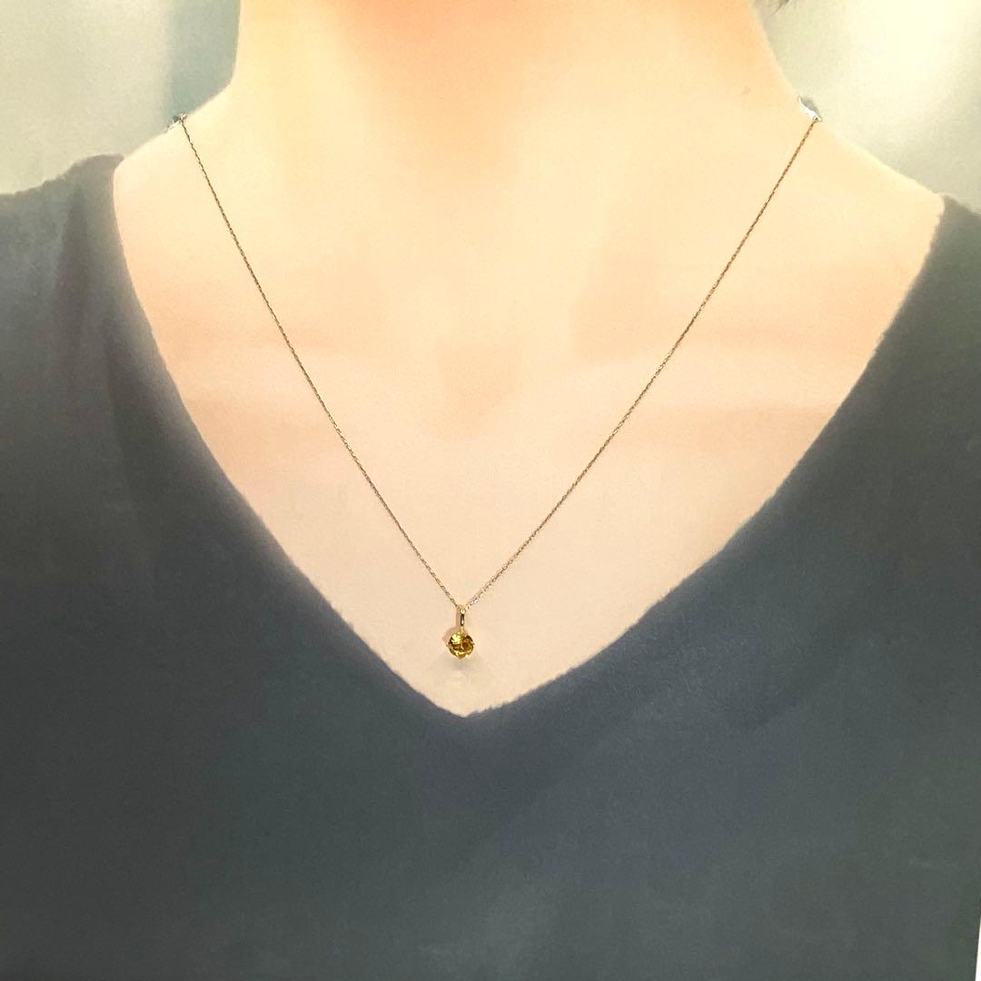 K18 18キン 18k 18金 5mm 天然石　シトリン　ペンダント　トップ