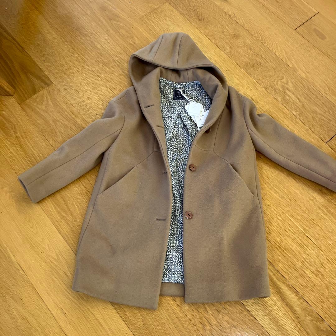 未使用　ミナペルホネン キャメル フード付き ウールコート定価110000円
