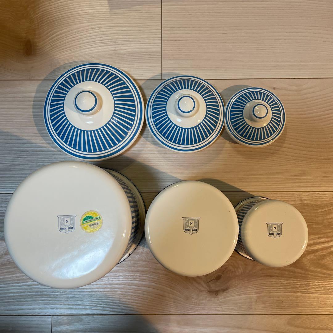 【値下げ中！】ホーロー入れ子式キャニスター3個セット