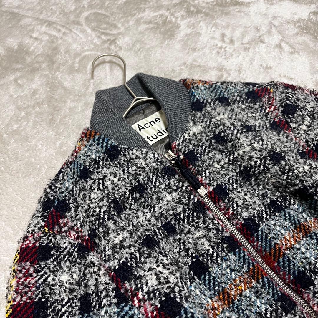 極美品　アクネステュディオス　ツイード　チェック　ブルゾン　MA1 ジャケット