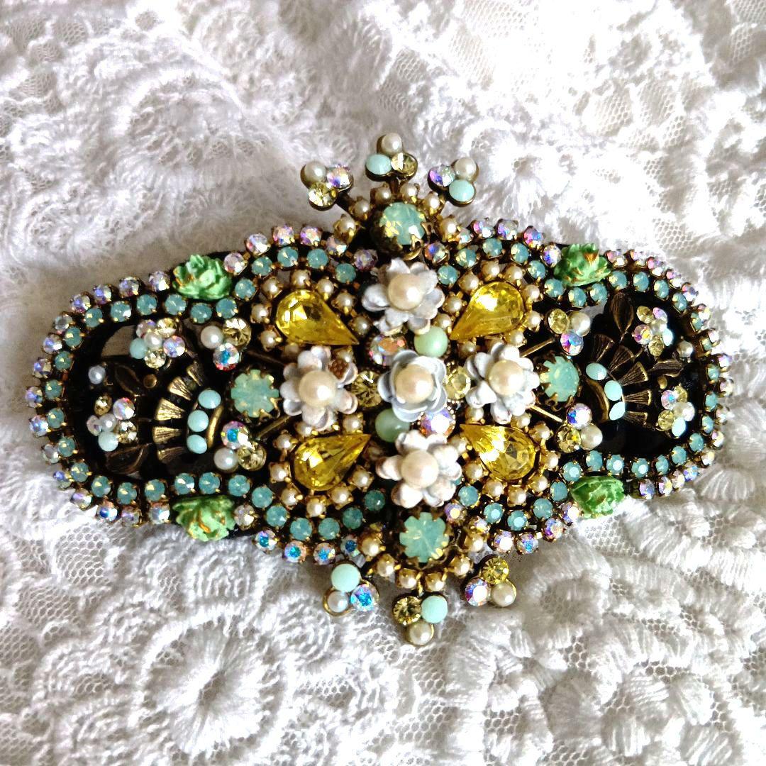 ミハエルネグリン　ロイヤルガーデンバレッタ　ミント×イエロー