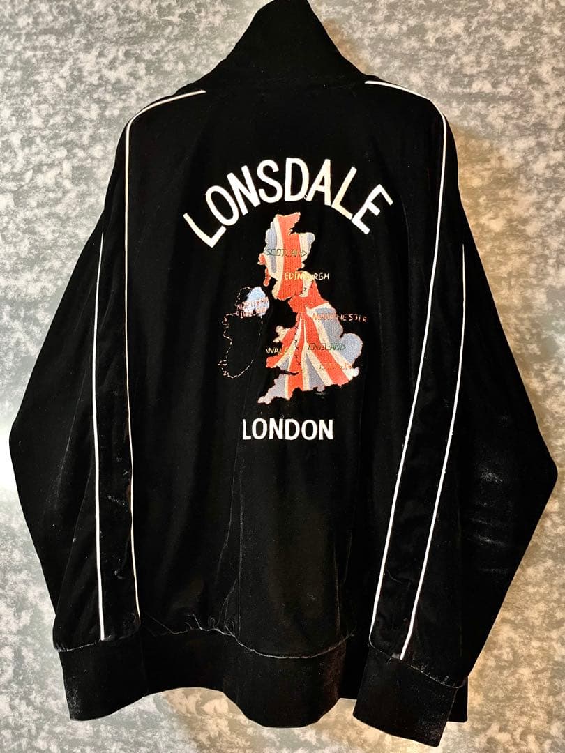 Lonsdale ビンテージ ベロア トラックジャケット 刺繍 モッズ MODS