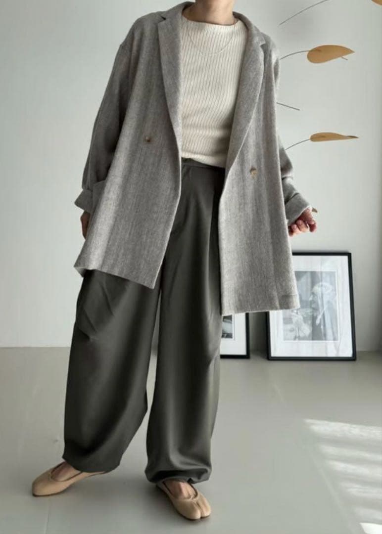 パンツ argue WOOL WIDE TUCK PANTS/OLIVE GRAY02