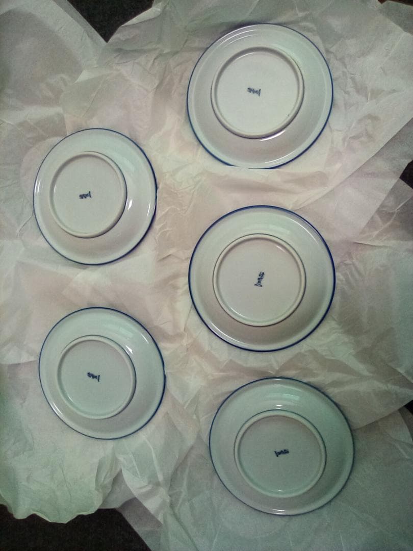 C**様 【未使用品】有田焼 源右衛門窯 染付向日葵絵 銘々皿　五枚セット