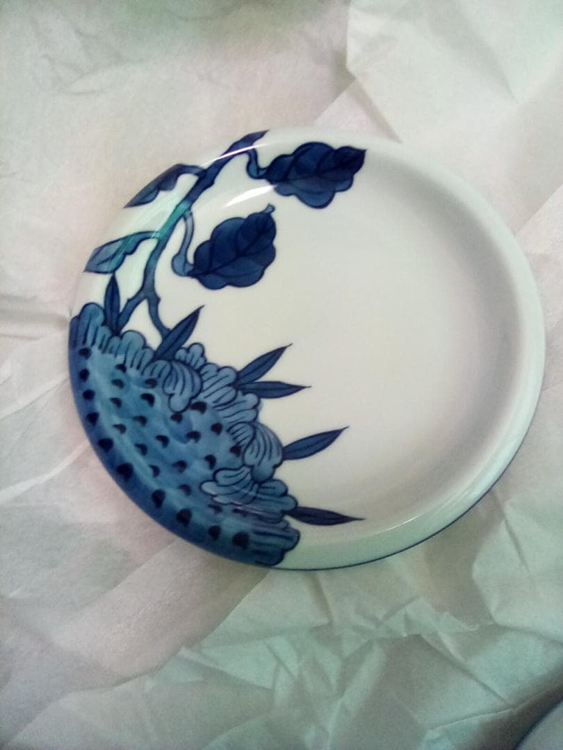 C**様 【未使用品】有田焼 源右衛門窯 染付向日葵絵 銘々皿　五枚セット