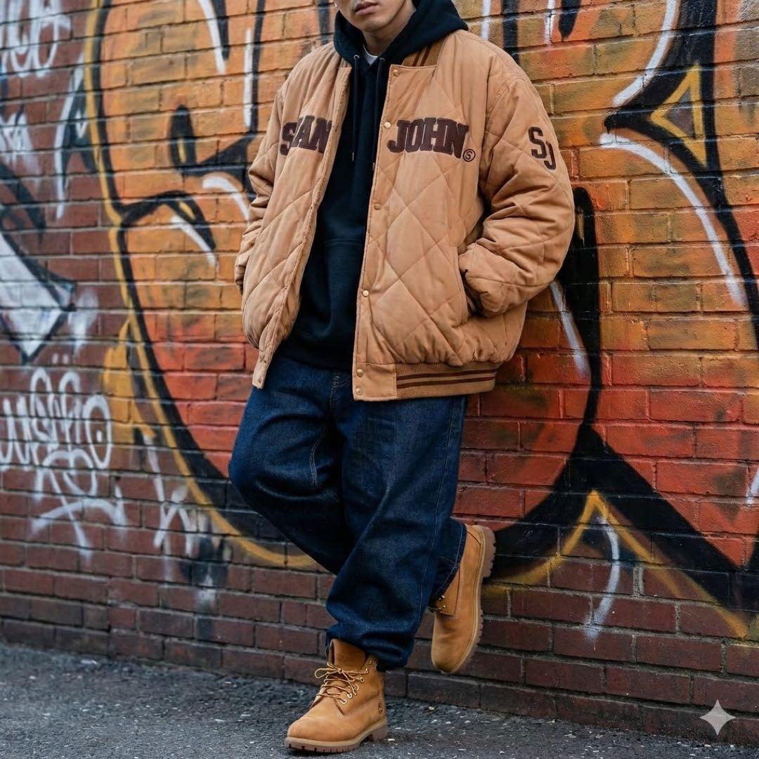 ショーンジョン　キルティングスタジャン　ワッペン　キャメル　キングサイズ　XXL